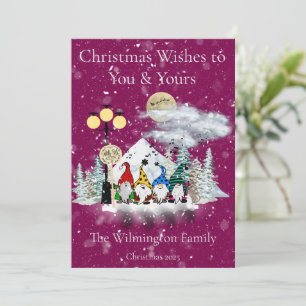 Festive Elf Quartet Family Christmas Flat Card
