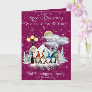 Festive Elf Quartet Family Photo Christmas Folding Card