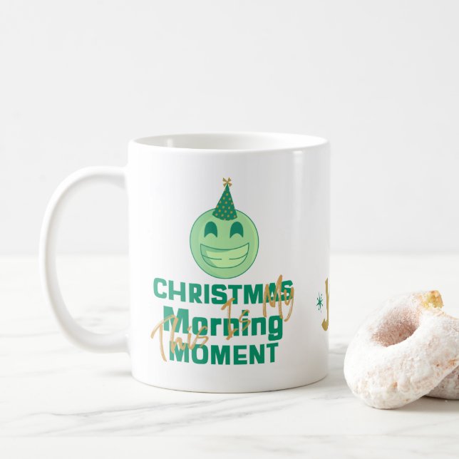 Festive Emoji Bliss" Christmas Morning Mug🎉 Coffee Mug (With Donut)