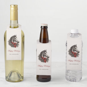 Festive Equestrian Merry Christmas Gift Bottle Tag