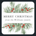 Festive Evergreen Christmas Sticker Tag<br><div class="desc">Festive Evergreen,  Christmas sticker tag. Customizable. Part of a collection</div>