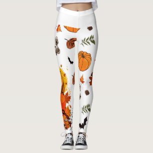 Festive Fall capybar with Pumpkins, Spiders Leggings