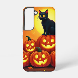 Festive fall Halloween art black feline friend Samsung Galaxy Case