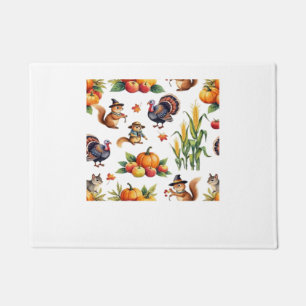 Festive Fall Harvest Watercolor Pattern Classic T- Doormat