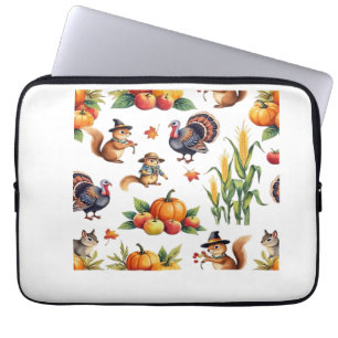 Festive Fall Harvest Watercolor Pattern Classic T- Laptop Sleeve