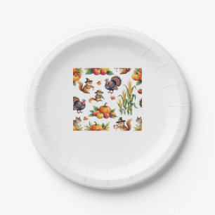Festive Fall Harvest Watercolor Pattern Classic T- Paper Plate