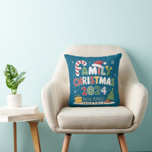 Festive Family Christmas 2024 Making Memories Toge Throw Pillow