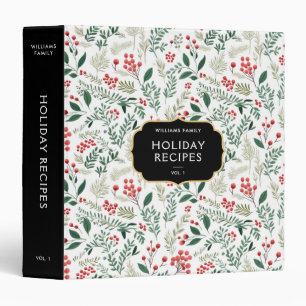 Festive Family Name Holly Berries Holiday Recipes Binder