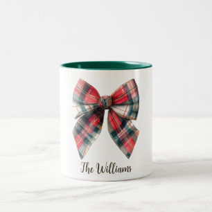 Festive Family Name Mug – Christmas Bow Accent