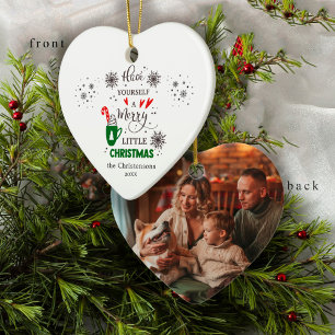 Festive Family Photo Have A Merry Little Christmas Ceramic Ornament