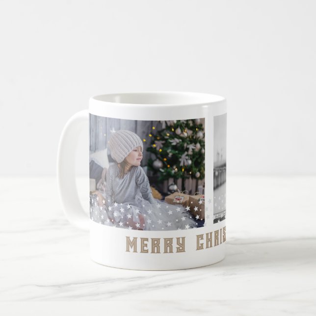 Festive Family Photo Stars Christmas Keepsake Coffee Mug (Front Left)