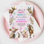 Festive Farm Barnyard Party Animals Girls Birthday Invitation<br><div class="desc">This invitation is all about combining the magic of farms with a girly and playful twist. We've got adorable girly farm animals,  colourful balloons in pretty shades of pink,  purple,  and turquoise,  and a sprinkle of confetti to set the stage for a barnyard bash like no other!</div>