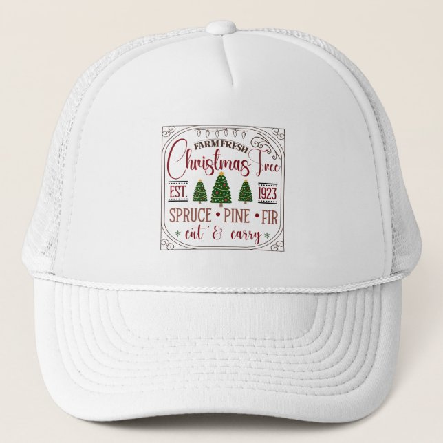 festive farm fresh Christmas tree  Trucker Hat (Front)
