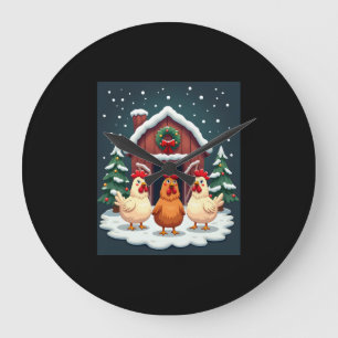 Festive Farmyard Chicken Large Clock
