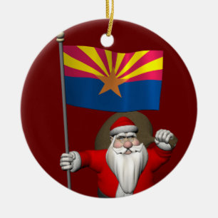 Festive Father Christmas Visiting Arizona Ceramic Ornament