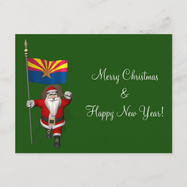 Festive Father Christmas Visiting Arizona Holiday Postcard (Front)