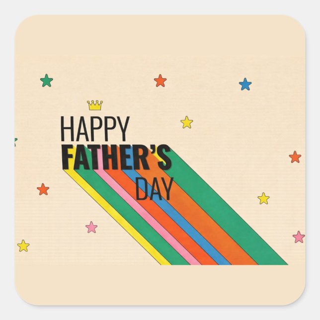 Festive Father's Day Star & Stripe Sticker ("Bright colors, bold love - Happy Father's Day")