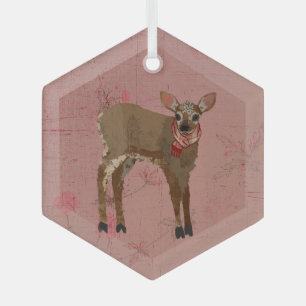 FESTIVE FAWN GLASS ORNAMENT