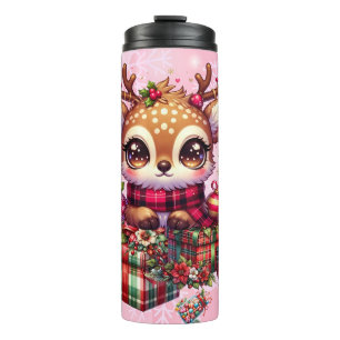 Festive Fawn Holiday Thermal Tumbler