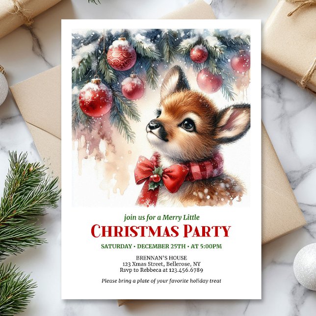Festive fawn snowy forest cozy winter Christmas  Invitation (Festive fawn snowy forest cozy winter Christmas invite

)