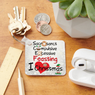 Festive Feasting - I Love Christmas Keychain