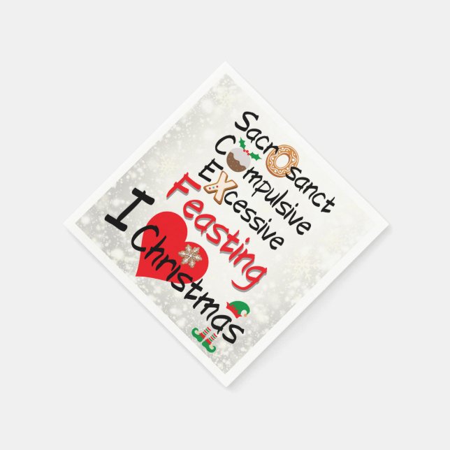 Festive Feasting - I LOVE Christmas Napkin (Corner)