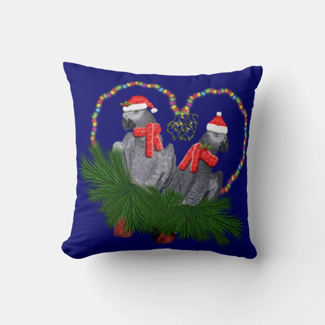 Festive Featherballs Pillow (Navy) (Front)