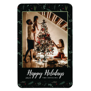 Festive Fêtes Feuilles Berries Photo Magnet