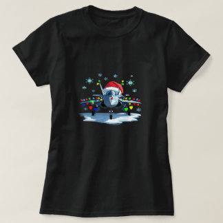 Festive Fighter Jet Christmas Tee — Santa Hat