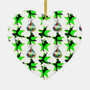 FESTIVE FIGURE SKATING CHRISTMAS DESIGNS CERAMIC ORNAMENT