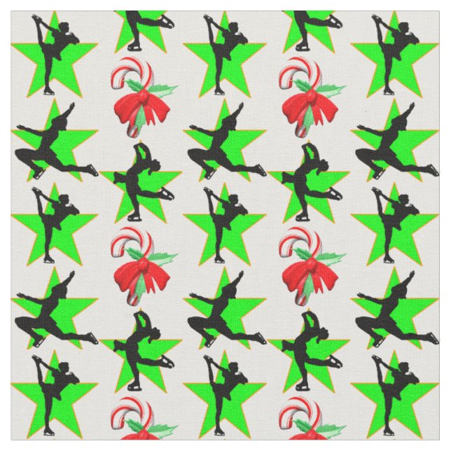 FESTIVE FIGURE SKATING CHRISTMAS DESIGNS FABRIC (Close Up)