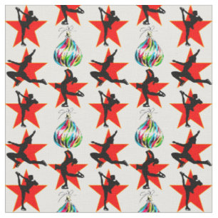 FESTIVE FIGURE SKATING CHRISTMAS DESIGNS FABRIC