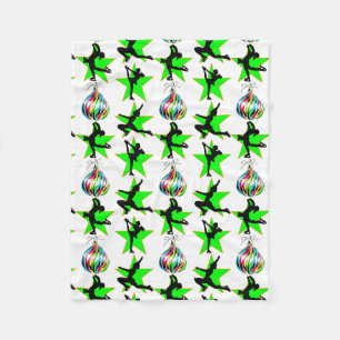FESTIVE FIGURE SKATING CHRISTMAS DESIGNS FLEECE BLANKET