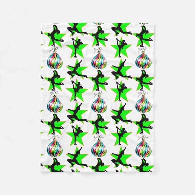 FESTIVE FIGURE SKATING CHRISTMAS DESIGNS FLEECE BLANKET (Front)
