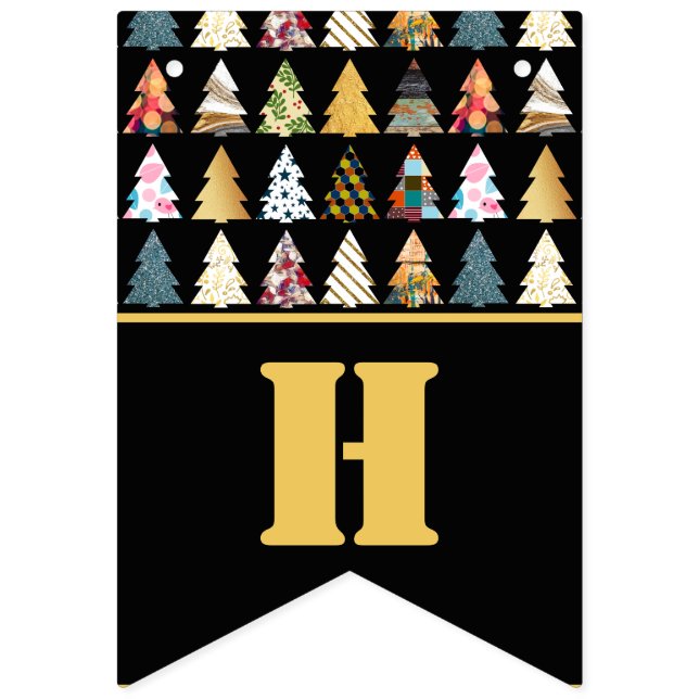 Festive Fir Trees, Christmas Party Bunting Flags (Second Flag)