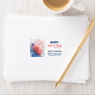 Festive Fireworks Happy 4th of July Custom Label