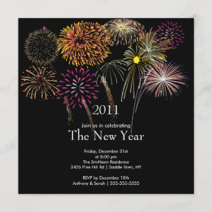 Festive Fireworks New Year Party Invitation