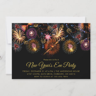 Festive Fireworks New Year's Eve Party  Invitation