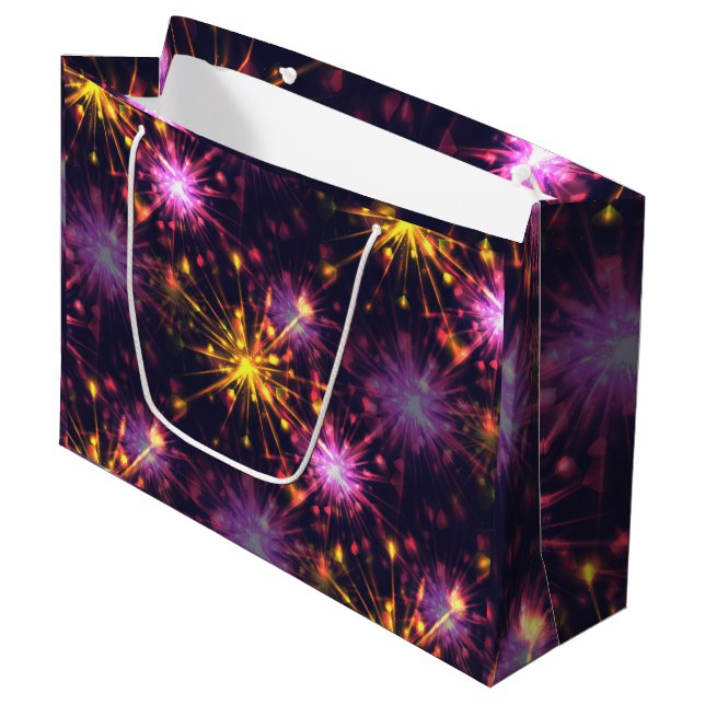Festive fireworks of hearts  large gift bag (Front Angled)