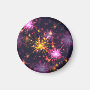Festive fireworks of hearts magnet