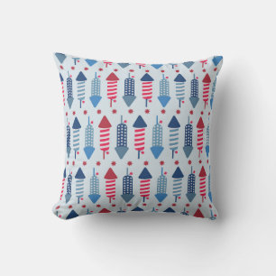 Festive Fireworks Rocket Pattern Throw Pillow