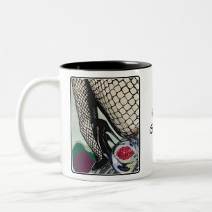 'Festive Fishnets' Painting on a Two-Tone Coffee Mug