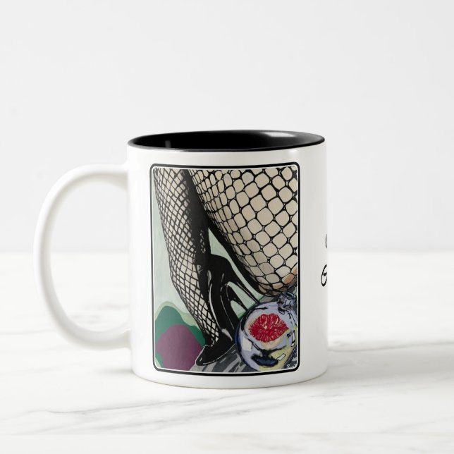 'Festive Fishnets' Painting on a  Two-Tone Coffee Mug (Left)