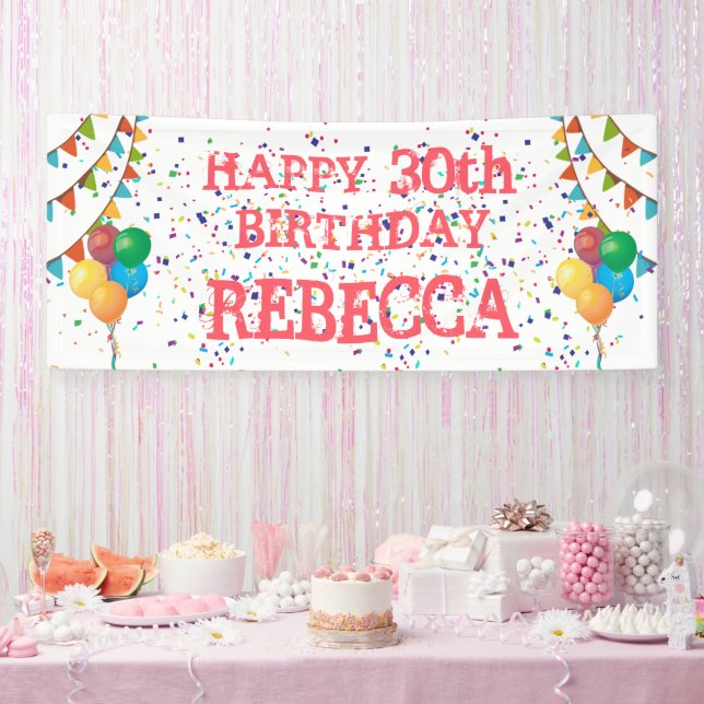 Festive Flair: Personalized Confetti Birthday Bann Banner (Party)