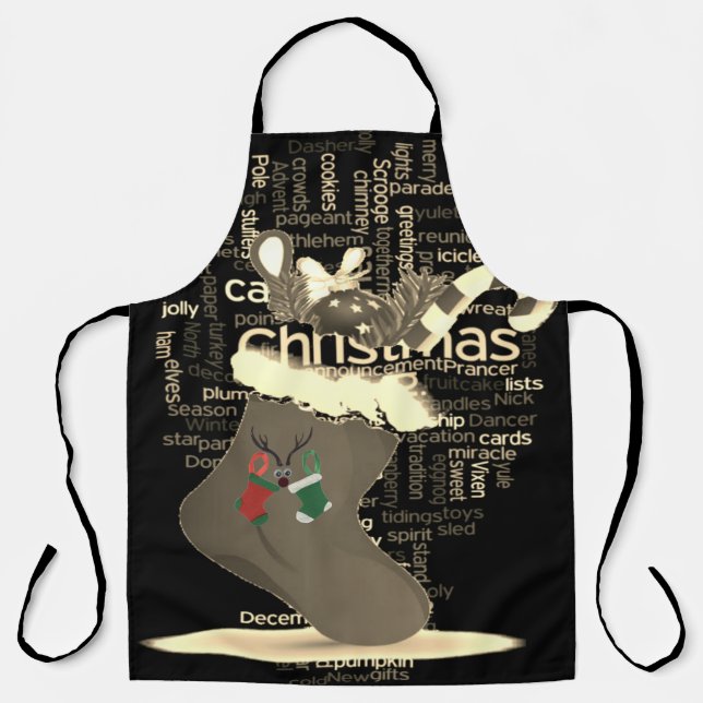 Festive Flair: Season's Greetings  Christmas Day Apron (Front)