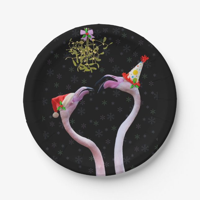 Festive Flamingos Paper Plate (Front)