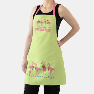Festive Flamingos Personalized Chartreuse Apron