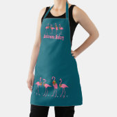 Festive Flamingos Personalized Dark Teal Apron (Insitu)