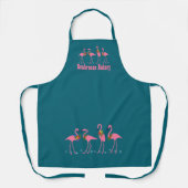 Festive Flamingos Personalized Dark Teal Apron (Front)