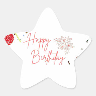 Festive Flat Lay Birthday Party Background Star Sticker